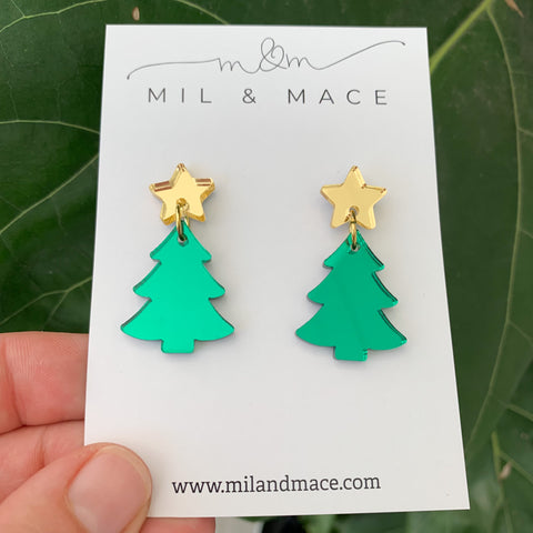 Christmas Tree Acrylic Dangle Earrings