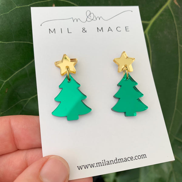 Christmas Tree Acrylic Dangle Earrings