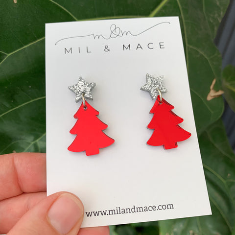 Christmas Tree Acrylic Dangle Earrings