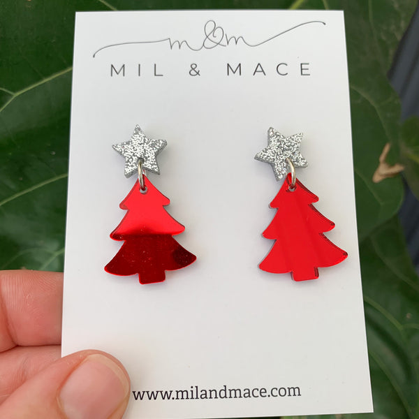 Christmas Tree Acrylic Dangle Earrings