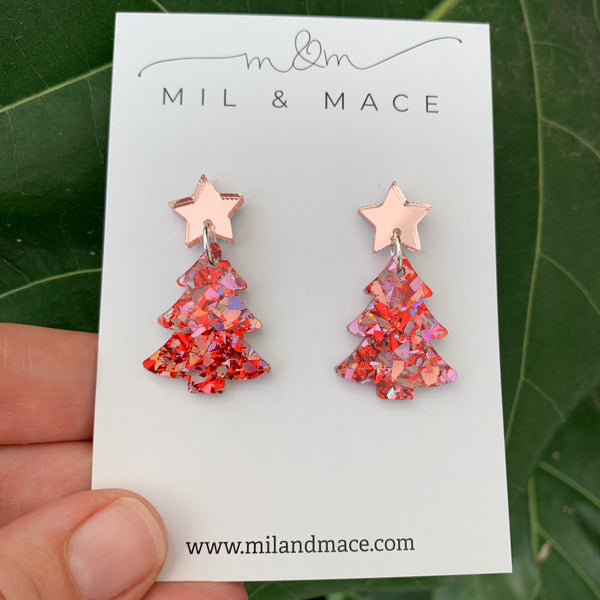 Christmas Tree Acrylic Dangle Earrings