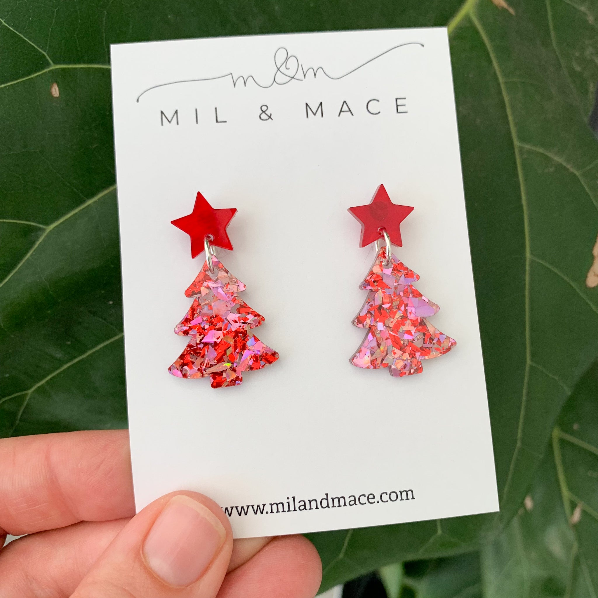 Christmas Tree Acrylic Dangle Earrings