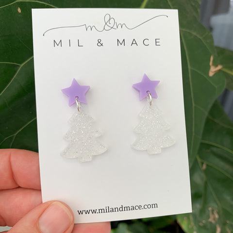 Christmas Tree Acrylic Transparent Dangle Earrings