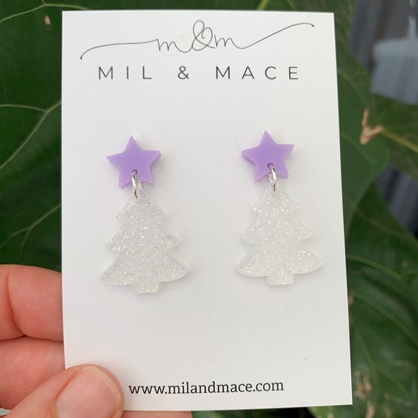 Christmas Tree Acrylic Transparent Dangle Earrings