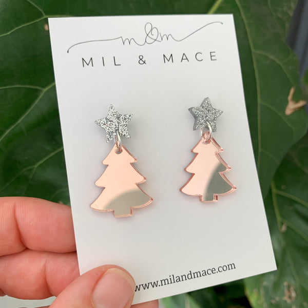Christmas Tree Acrylic Dangle Earrings
