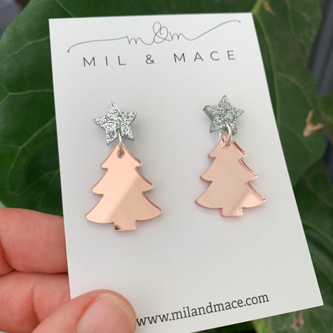 Christmas Tree Acrylic Dangle Earrings