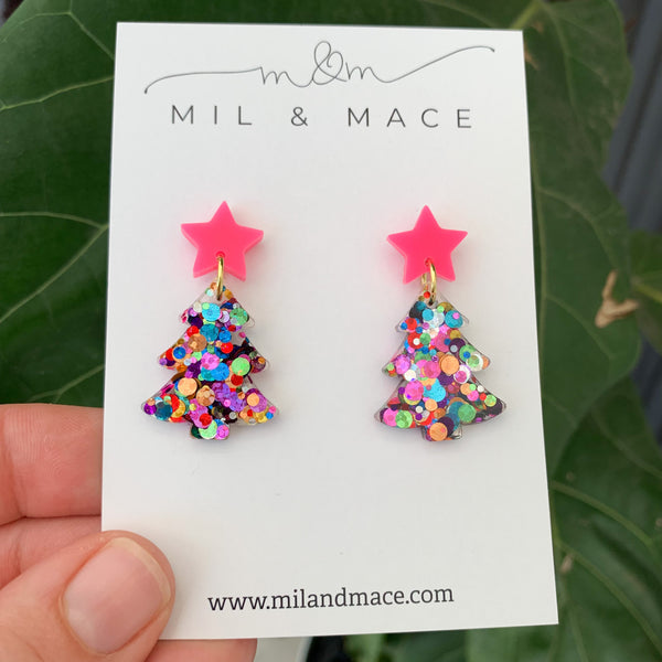 Christmas Tree Acrylic  Dangle Earrings