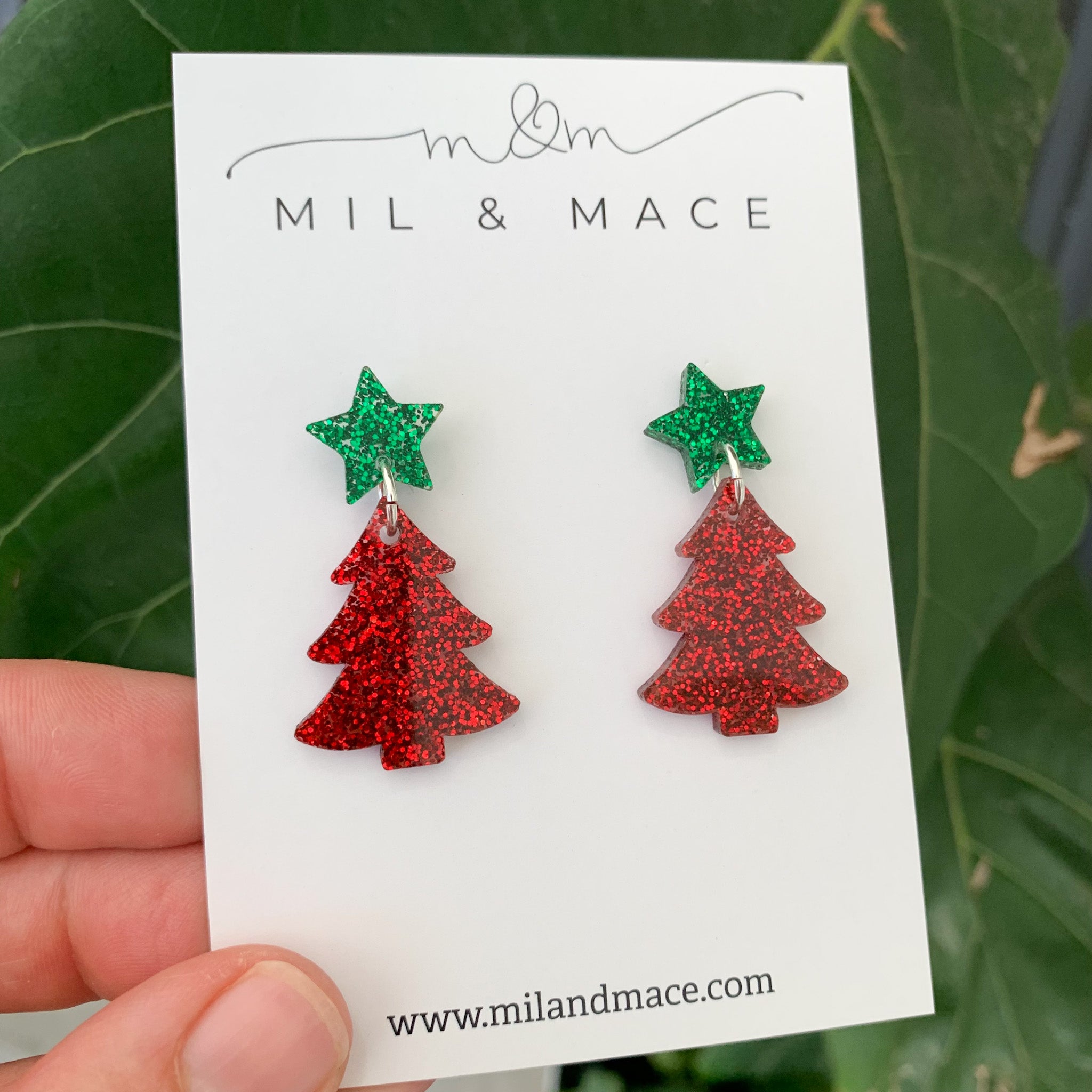 Christmas Tree Acrylic Dangle Earrings