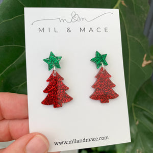 Christmas Tree Acrylic Dangle Earrings