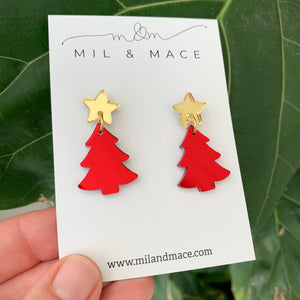 Christmas Tree Acrylic Dangle Earrings