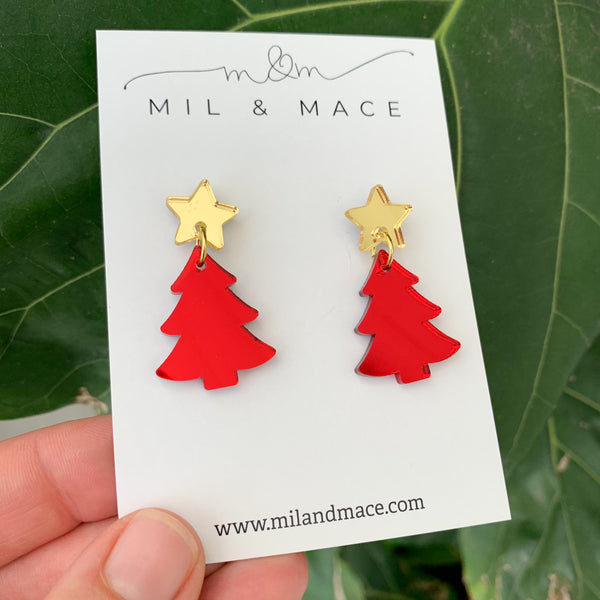 Christmas Tree Acrylic Dangle Earrings