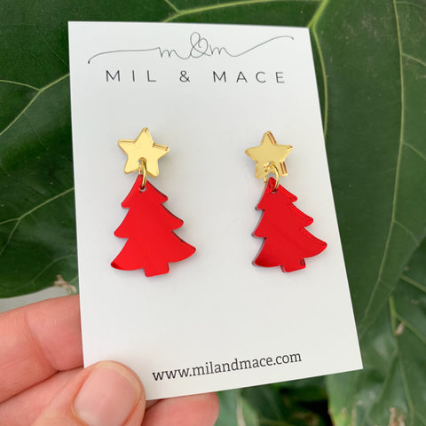 Christmas Tree Acrylic Dangle Earrings