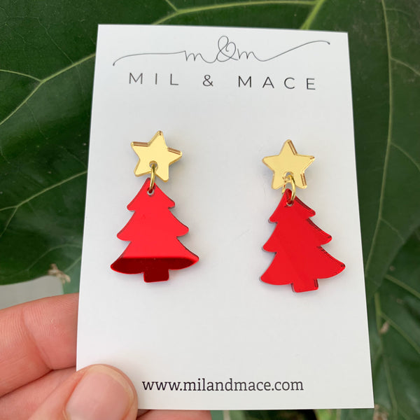 Christmas Tree Acrylic Dangle Earrings