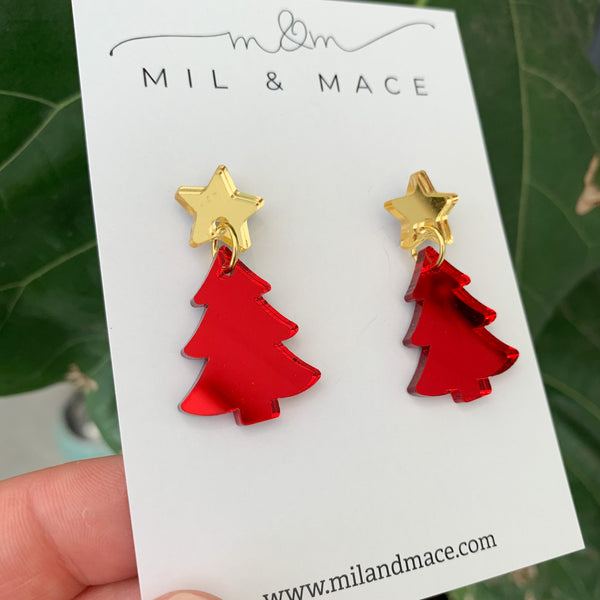 Christmas Tree Acrylic Dangle Earrings