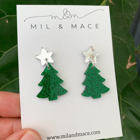 Christmas Tree Acrylic Dangle Earrings