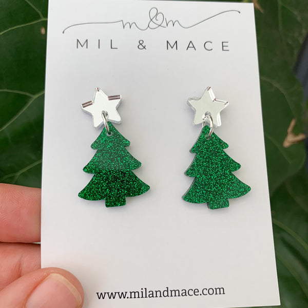 Christmas Tree Acrylic Dangle Earrings