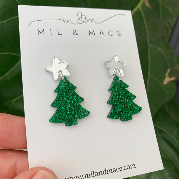 Christmas Tree Acrylic Dangle Earrings