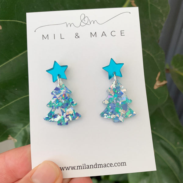 Christmas Tree Acrylic Dangle Earrings
