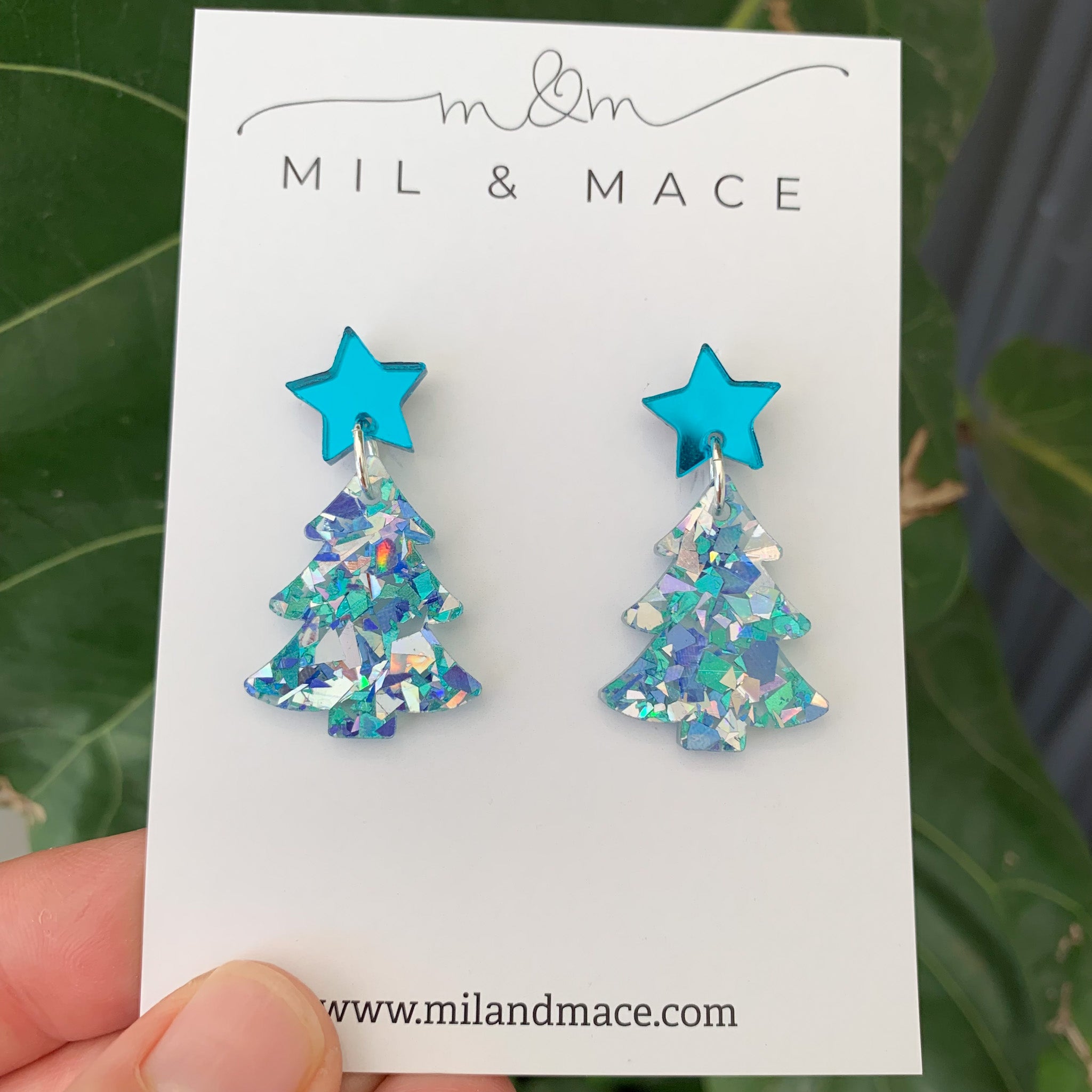 Christmas Tree Acrylic Dangle Earrings