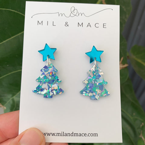 Christmas Tree Acrylic Dangle Earrings