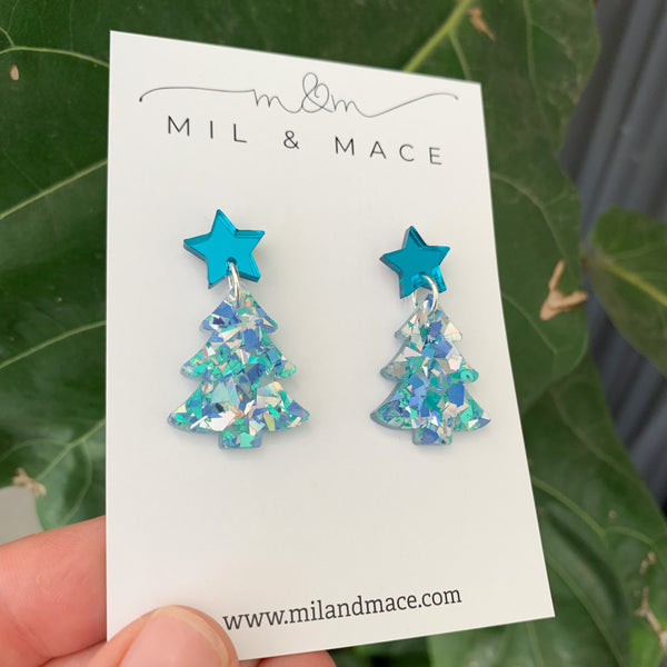 Christmas Tree Acrylic Dangle Earrings