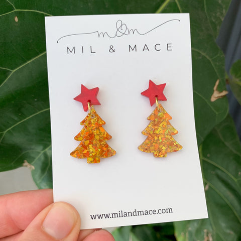 Christmas Tree Acrylic Dangle Earrings