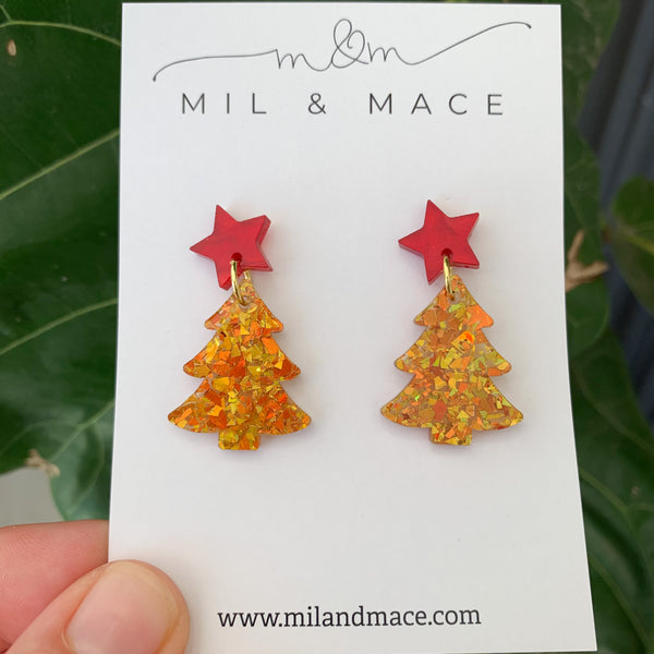Christmas Tree Acrylic Dangle Earrings
