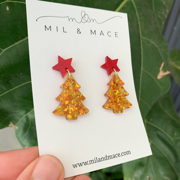 Christmas Tree Acrylic Dangle Earrings