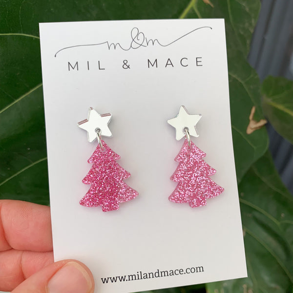 Christmas Tree Acrylic Dangle Earrings