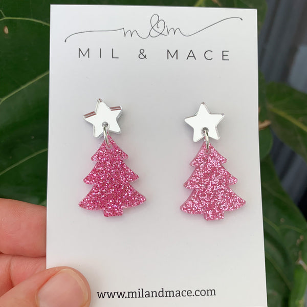 Christmas Tree Acrylic Dangle Earrings