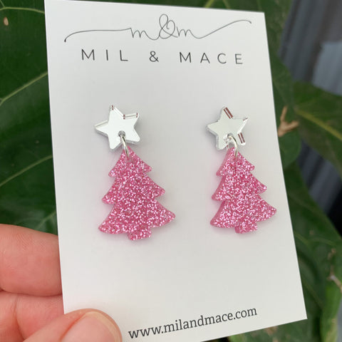 Christmas Tree Acrylic Dangle Earrings