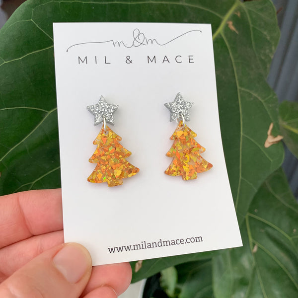 Christmas Tree Acrylic Dangle Earrings