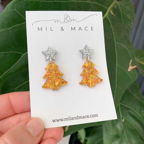 Christmas Tree Acrylic Dangle Earrings