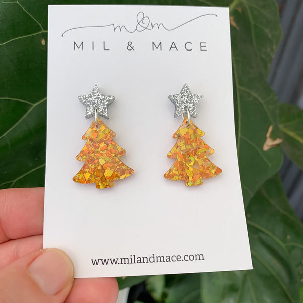 Christmas Tree Acrylic Dangle Earrings