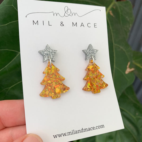 Christmas Tree Acrylic Dangle Earrings