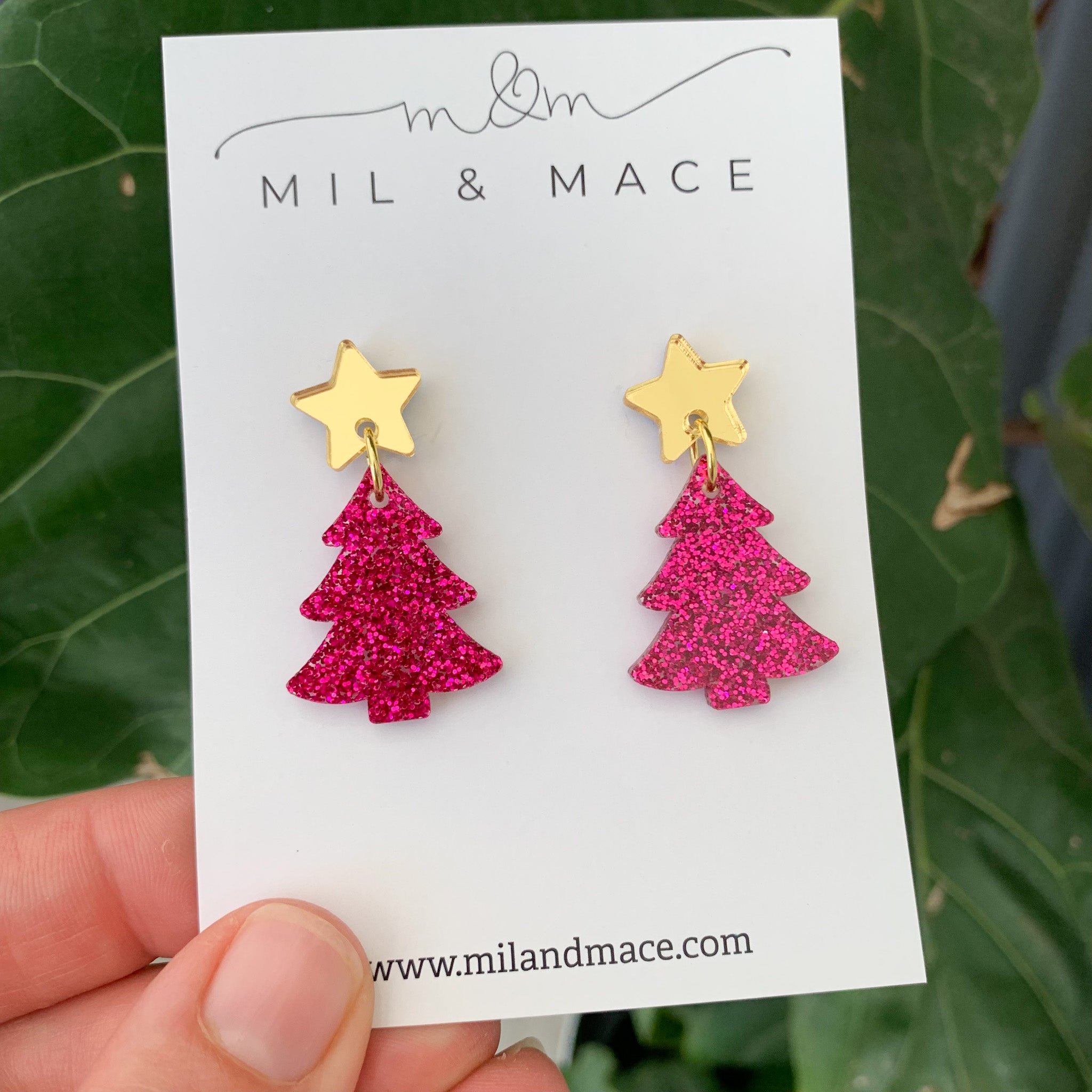 Christmas Tree Acrylic Dangle Earrings