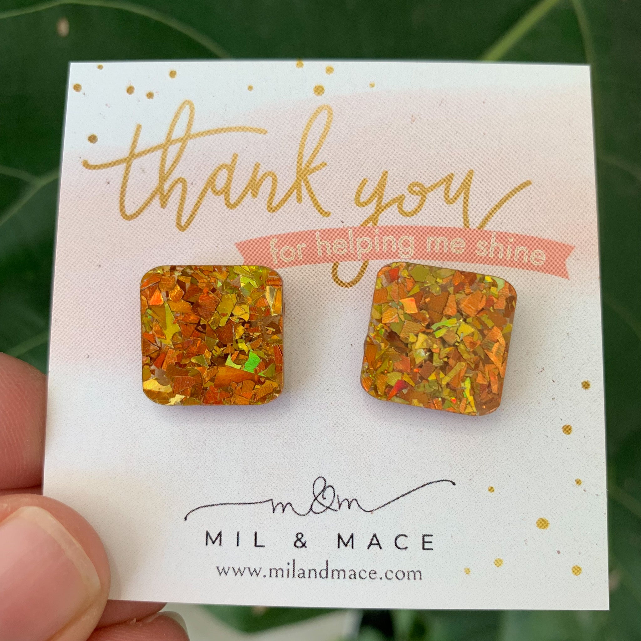 Educator Gift 'Thankyou for Helping me Shine' Square Stud Earrings
