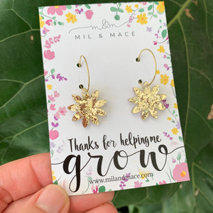 Educator Gift 'Thanks for helping me grow' Glitter Flower Hoop Earrings