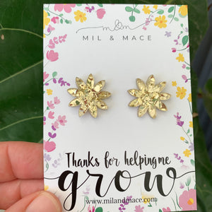Educator Gift 'Thanks for helping me grow' Glitter Flower Stud Earrings