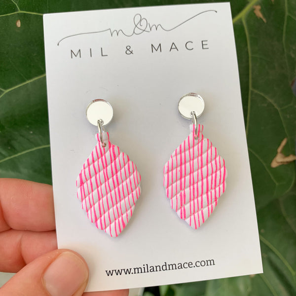 Christmas Pink Baubles Polymer Clay Dangle Earrings