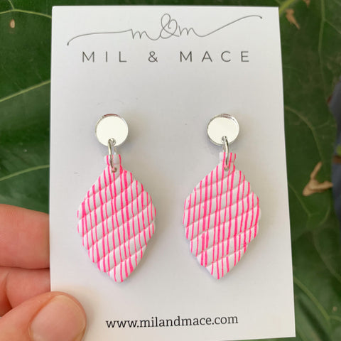 Christmas Pink Baubles Polymer Clay Dangle Earrings