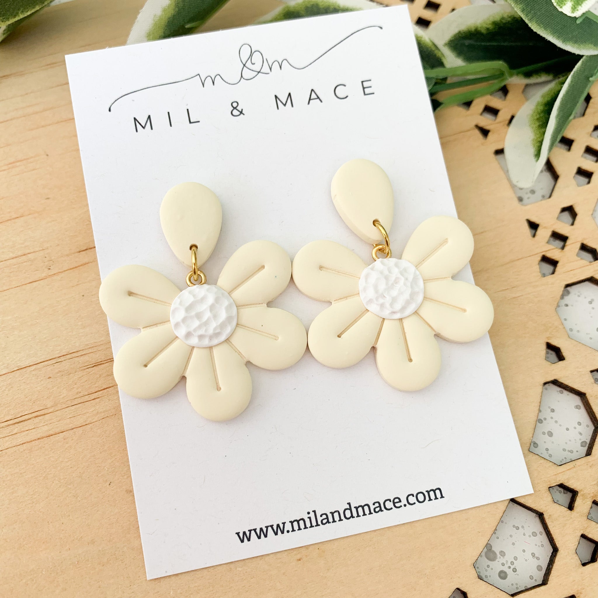 Spring Flowers Polymer Clay Dangle Earrings