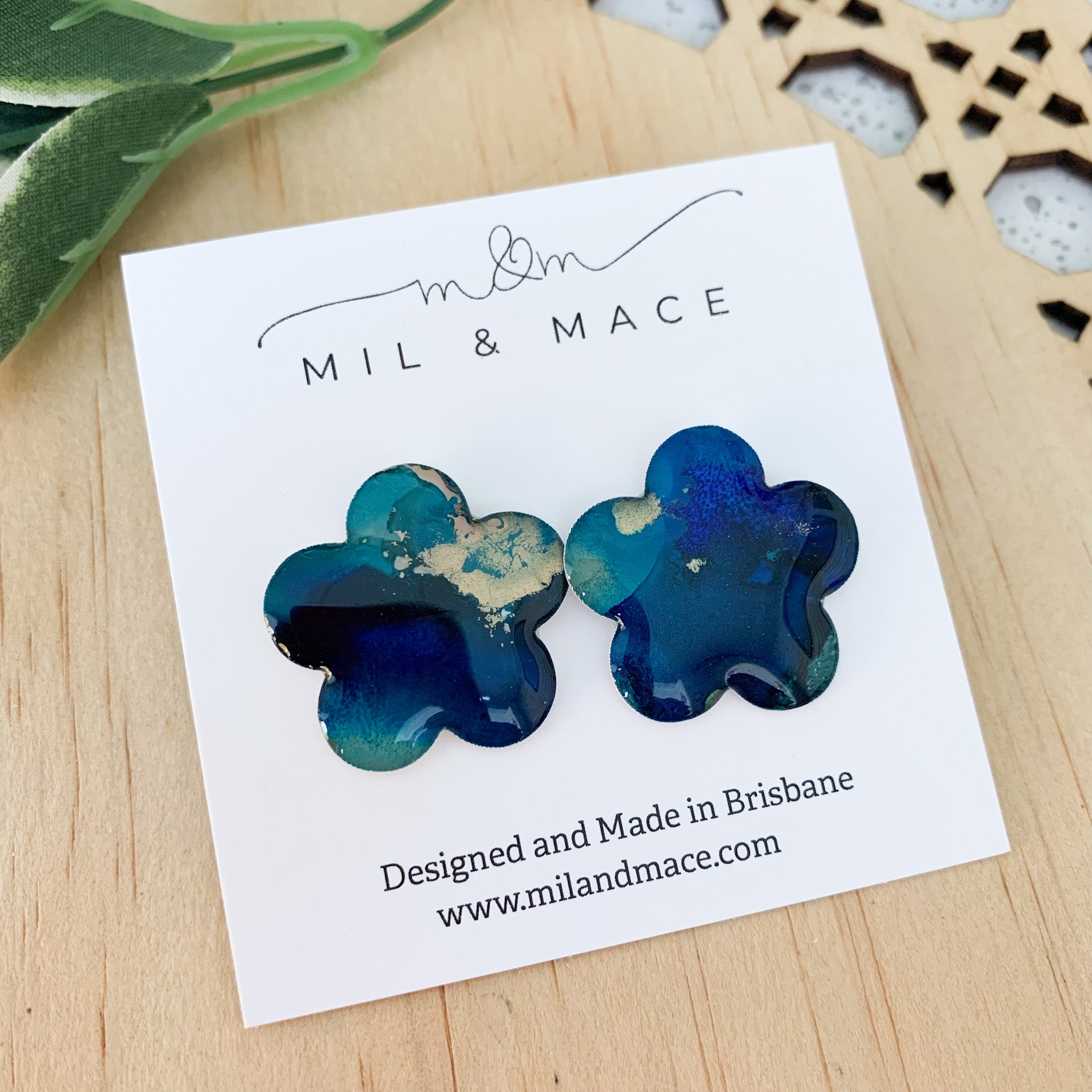 Inky 25mm Yupo Flower Stud Earrings