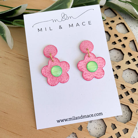 25mm Flower Handpainted Dangle Earrings