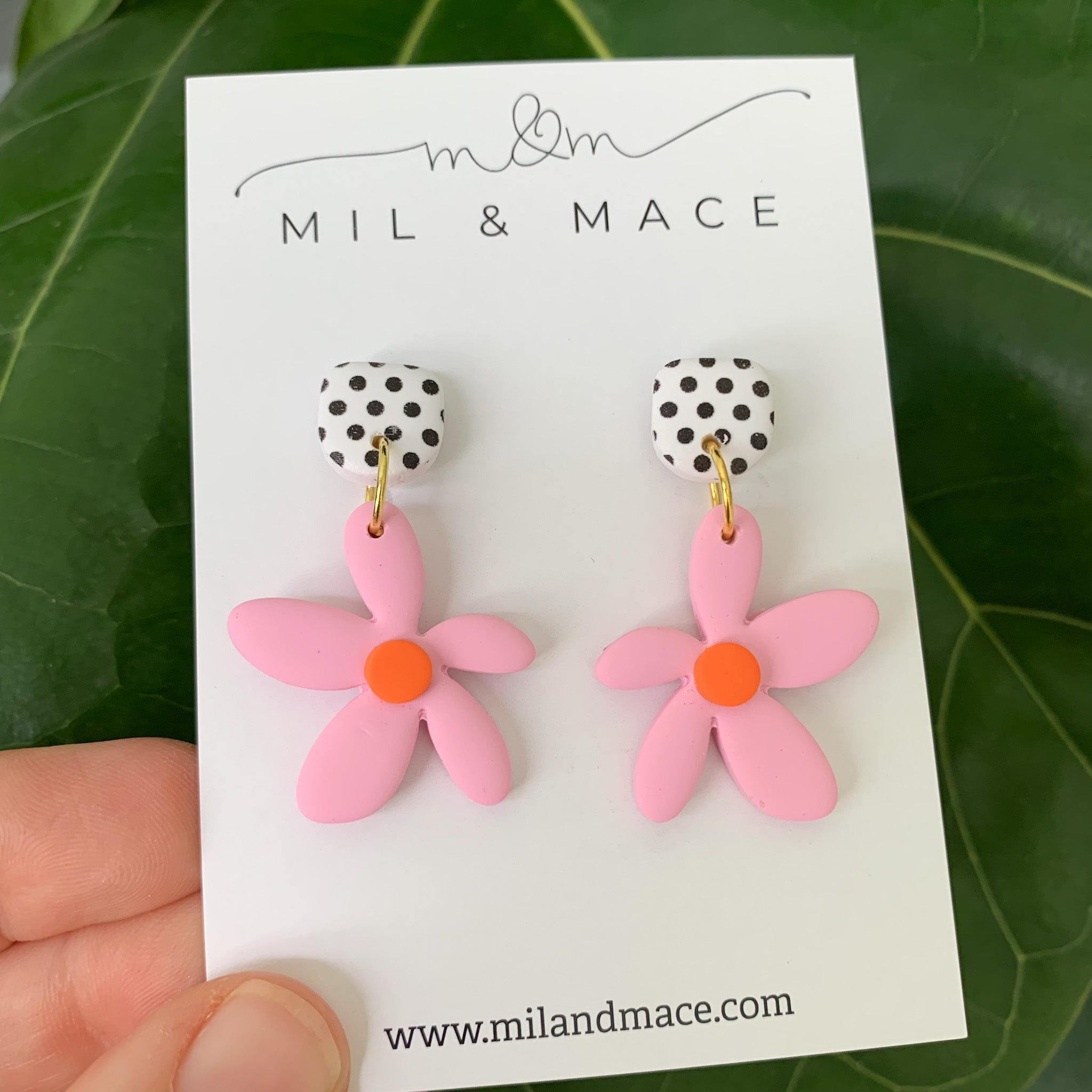 Spring Daisies Polymer Clay Dangle Earrings