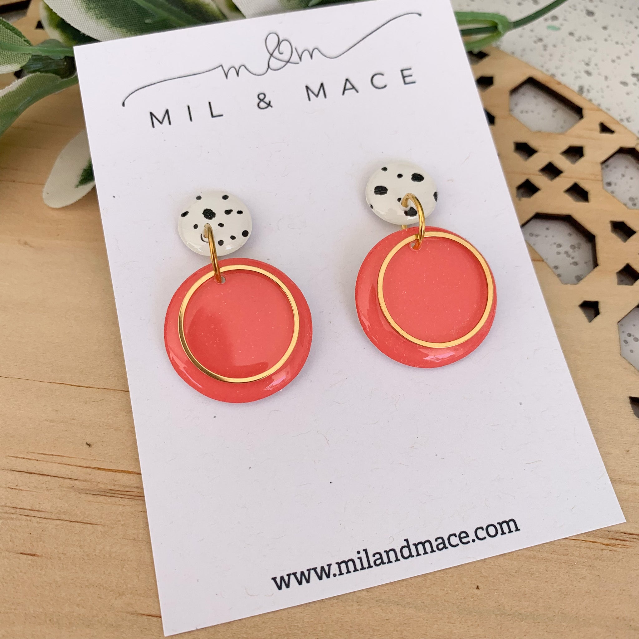 Coral 25mm Yupo Dangle Earrings