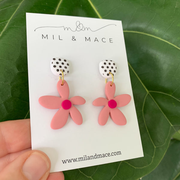 Spring Daisies Polymer Clay Dangle Earrings