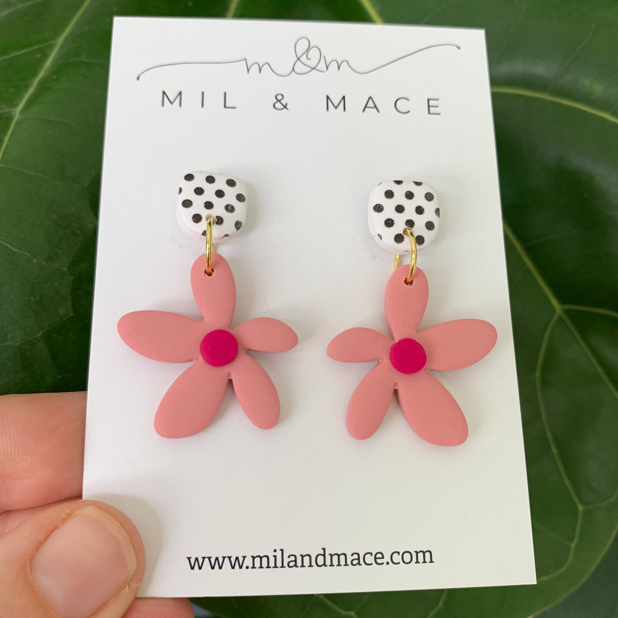 Spring Daisies Polymer Clay Dangle Earrings