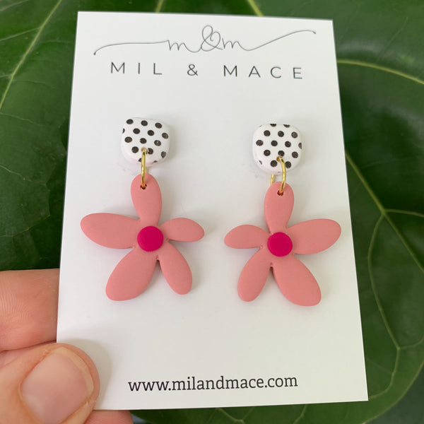 Spring Daisies Polymer Clay Dangle Earrings