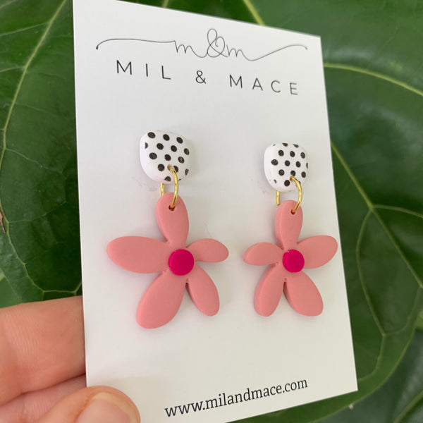 Spring Daisies Polymer Clay Dangle Earrings